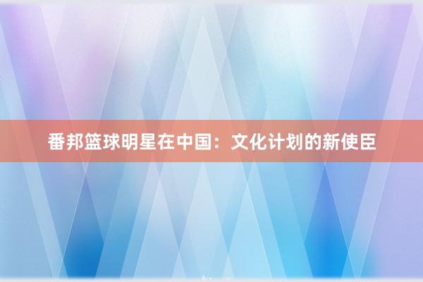 番邦篮球明星在中国：文化计划的新使臣